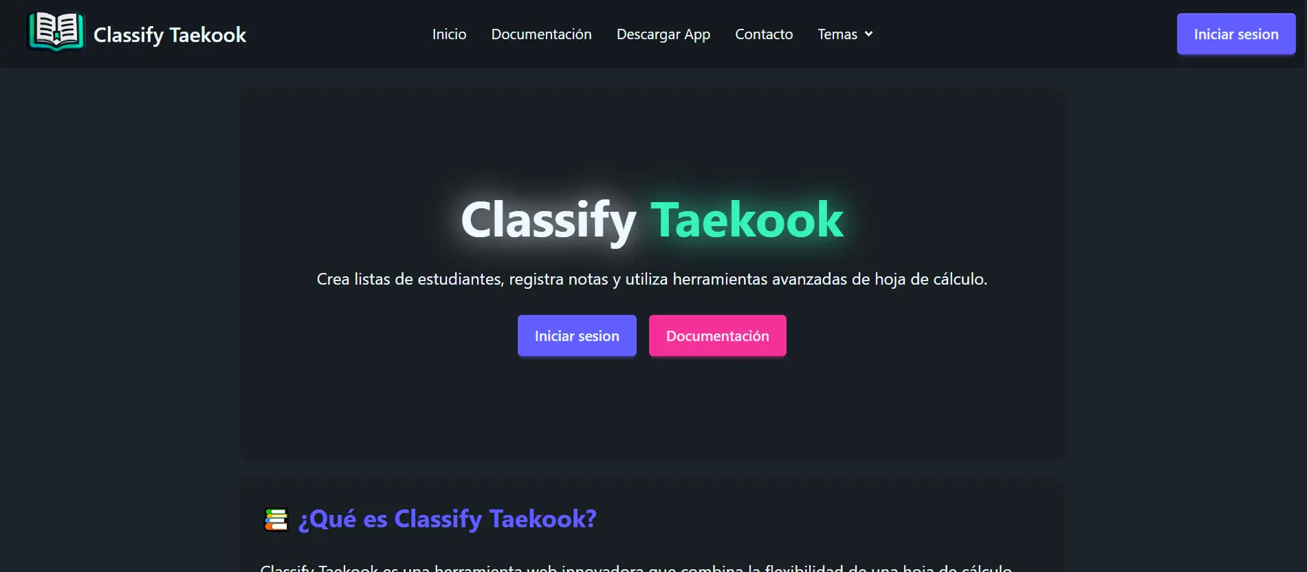 Classify Taekook (vista accesible, backend caído)